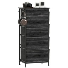 HOMCOM Fabric Chest of Drawers, 5 Drawer Dresser for Bedroom, Black