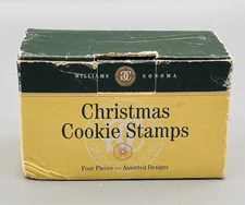 VTG Williams Sonoma Christmas Glass Cookie Stamps 4 Pc Angel Snowflake Tree Bell