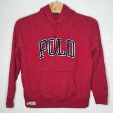 Polo Ralph Lauren Hoodie Mens L Red The RL Fleece Pullover Sweatshirt Spellout