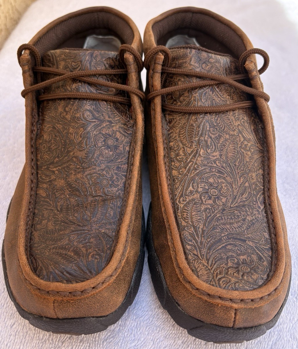 Twisted X Men's MDM0059 Chukka Driving Mocs Brown Floral Tooled
