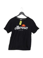 Ellesse Women's T-Shirt L Black Graphic 100% Cotton Basic