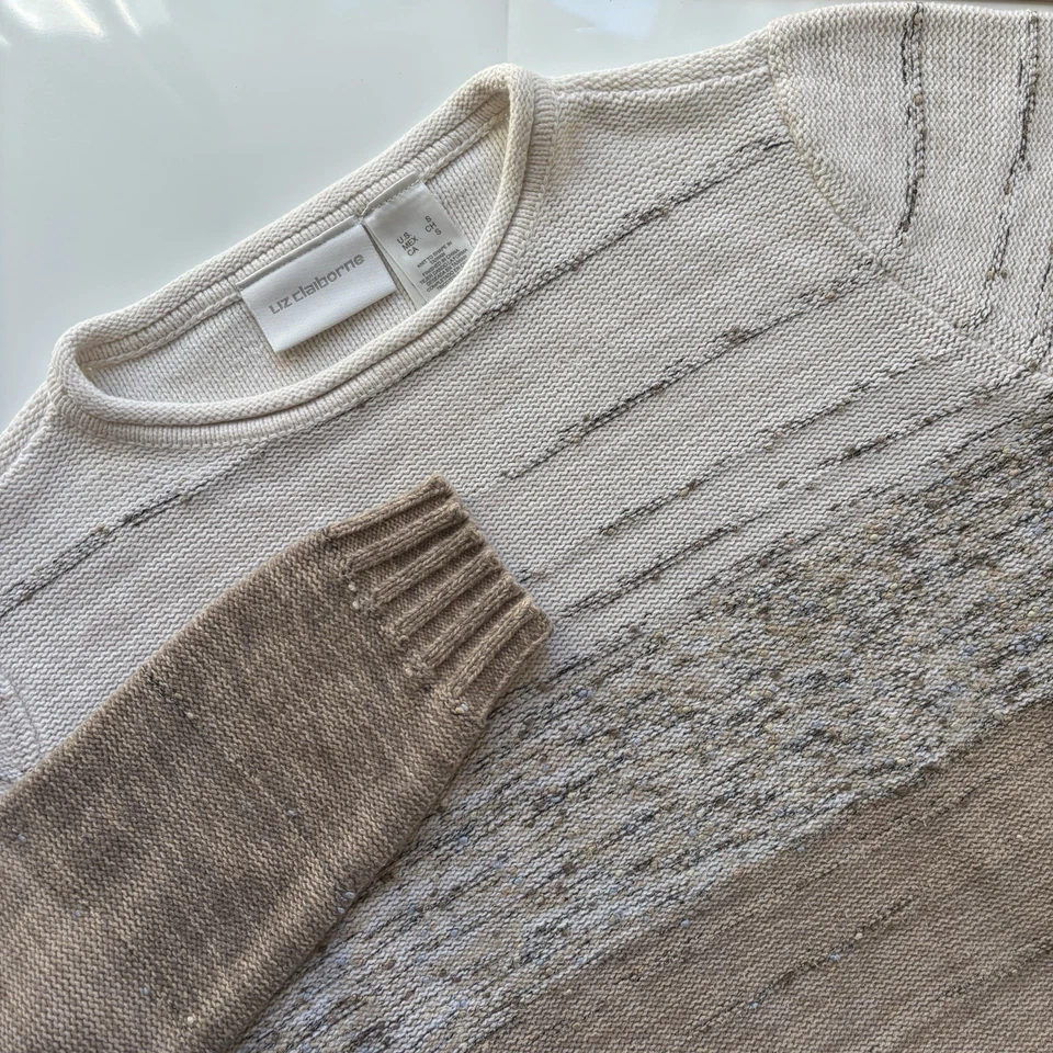 Suéter Vintage Liz Claiborne Tejido Cuello Redondo Mujer Pequeño Tono Tierra Cottagecore Foto 4 de 4
