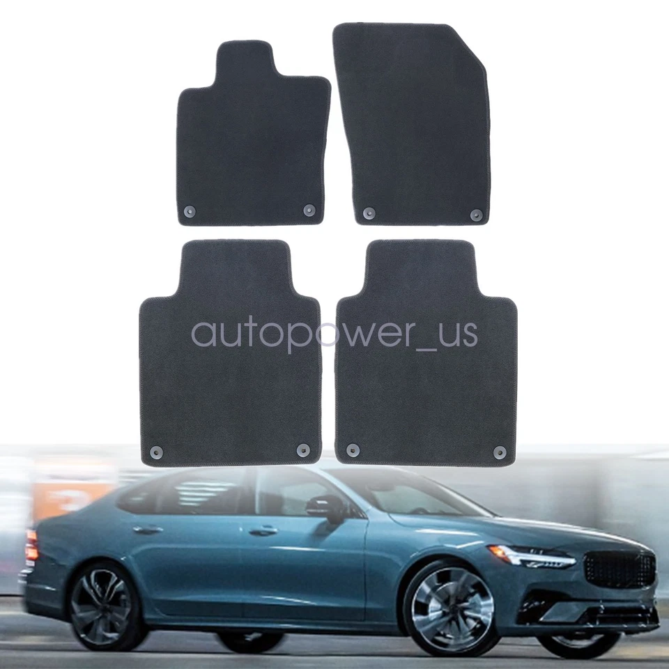 Alfombrillas delanteras traseras impermeables terciopelo negro para Volvo S90 2017-2023 Foto 2 de 4