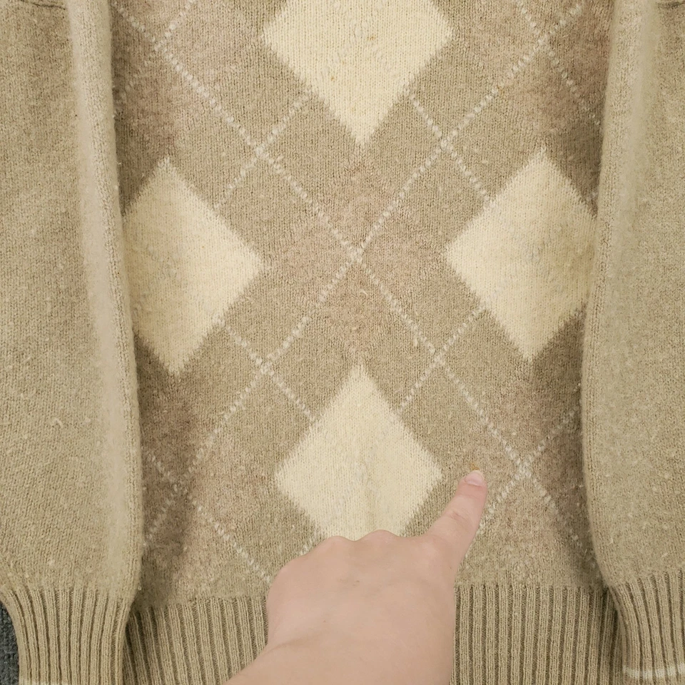 Savile Row Sweater Mens XL Beige Supersoft Wool Shetland Crew Neck Pullover - Image 3 of 4