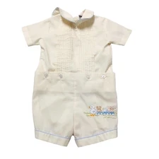 VTG PETIT AMI Embroidered Detachable Romper Shirt Shorts Set Baby Size 6/9mos