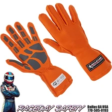 ALLSTAR Performance Driving Gloves Outseam SFI 3.3/5 Double Layer Nomex Orange