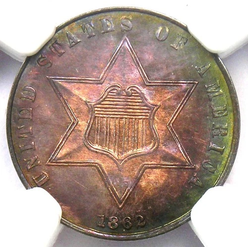 1862 Three Cent Silver Coin 3CS - Certified NGC MS67+ Plus Grade - $5,750 Value