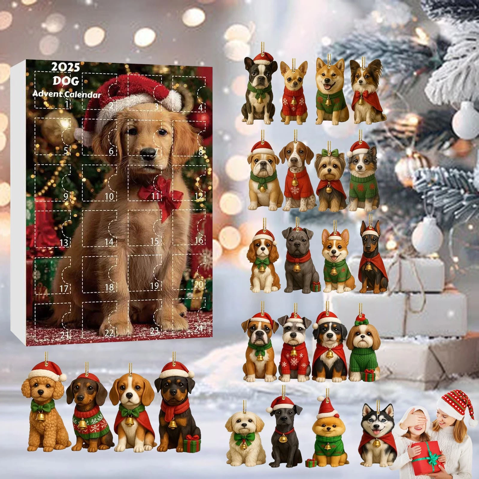 Dog Advent Calendar 2025 Dog Lovers Christmas Countdown Advent Calendar 24PCS