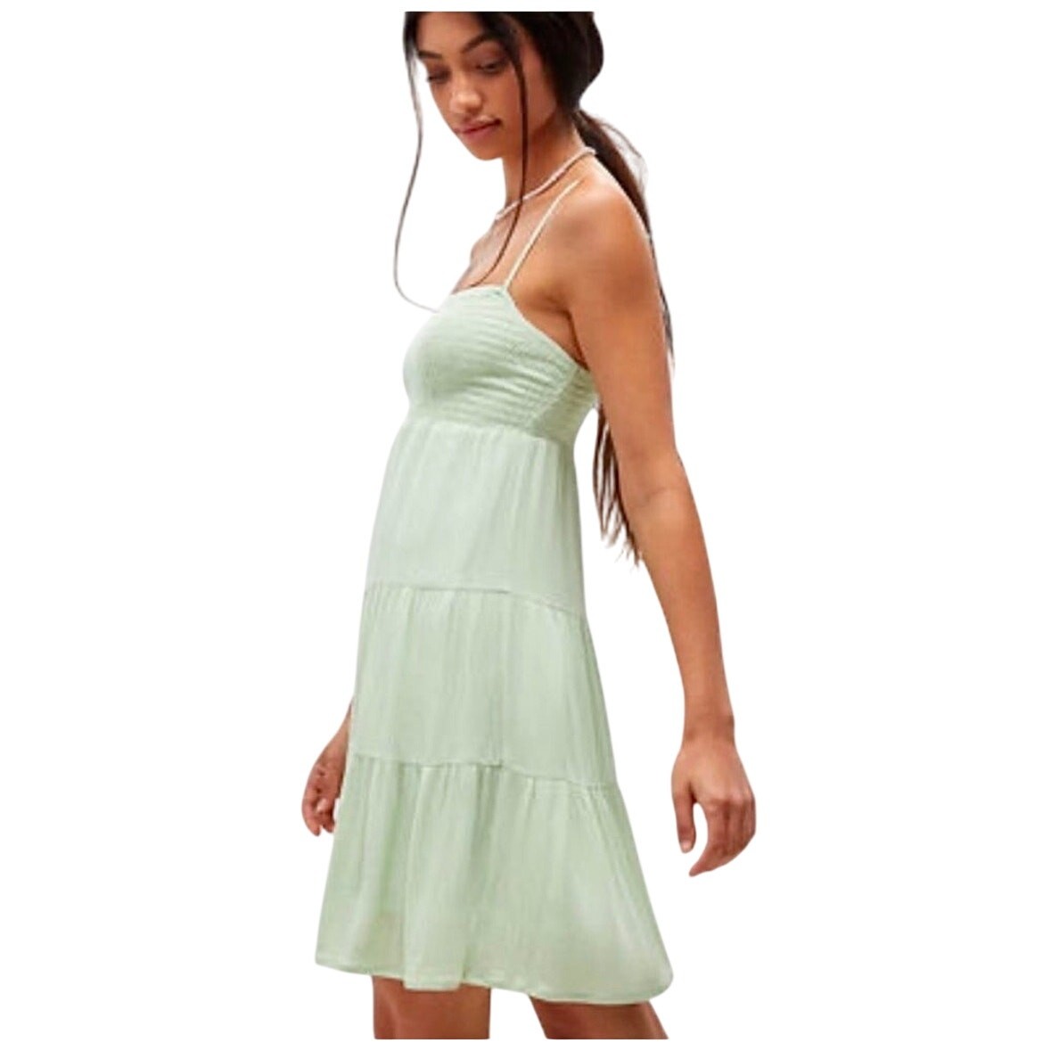 green emerald velvet dress Learn From The Best Light Mint Green Smocked Dress – Shop the Mint main image 1