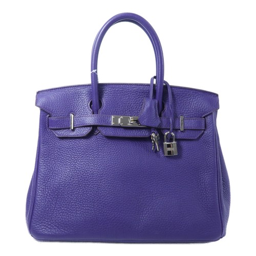 HERMES PHW Birkin 30 Handbag Togo Leather Iris