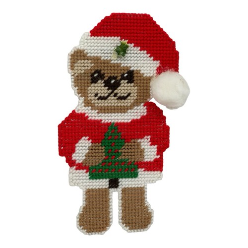 2 Vintage Plastic Canvas Needlepoint Santa & Mrs Claus Magnet Finished Christmas - Picture 5 of 7