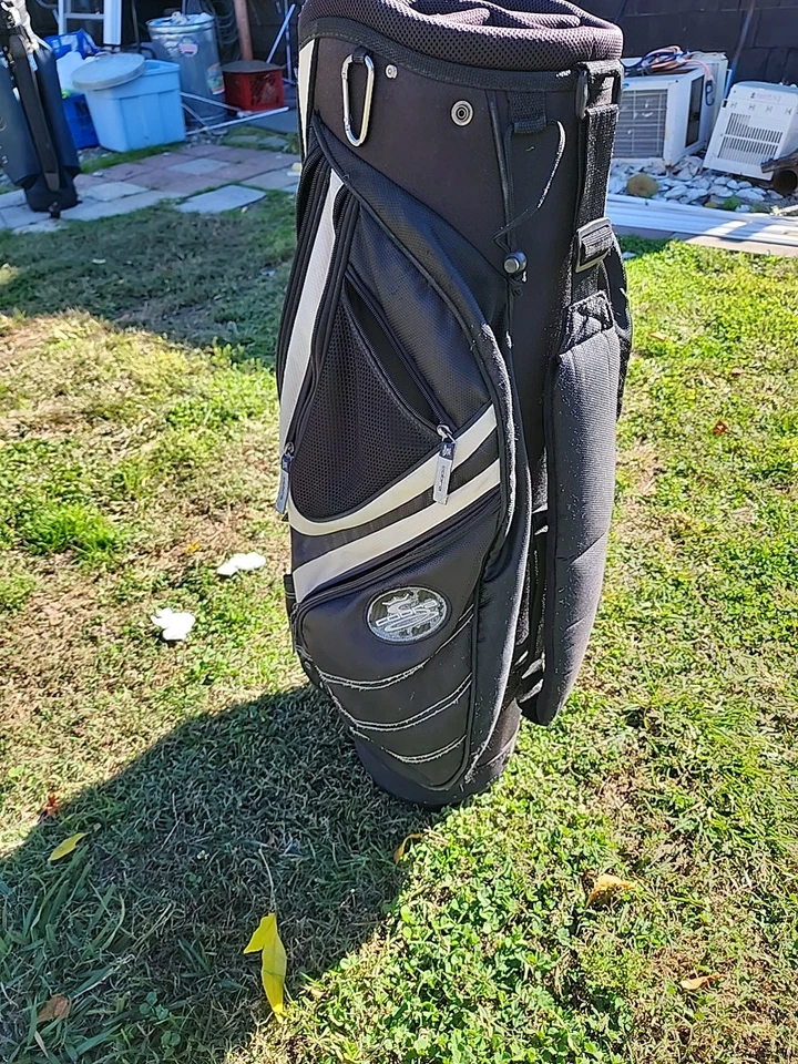 Сумка для гольфкара Cobra черная и серая 13 карманов 5-позиционный разделитель плечевой ремень - Изображение 4 из 4