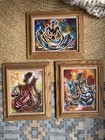 Set Of 3 Frederic Mbiola Signed African Art Painting – Neo Expressionist – 1998