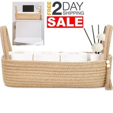 16" Wicker Toilet Paper Storage Basket For Top Of Toilet Bathroom Accessories