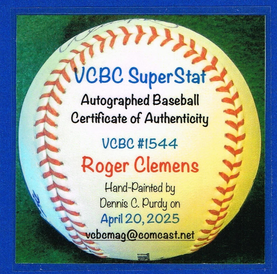 Roger Clemens Signed Hand Painted VCBC SuperStats Major League Baseball JSA COA - Image 4 of 4