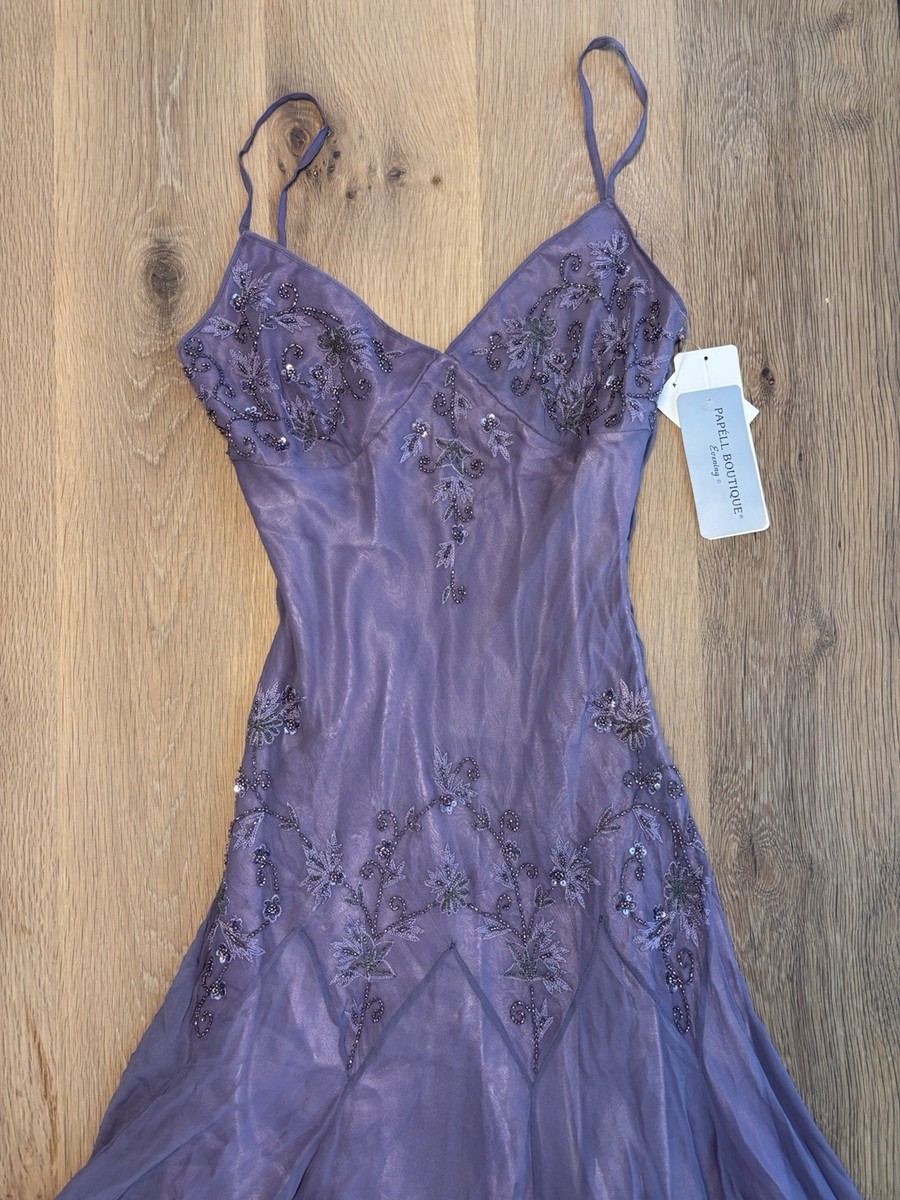 Papell Boutique Evening Purple Long Slip Gown V-Neck Beaded Sequin Sz 8 | eBay Papell Boutique Evening Purple Long Slip Gown V-Neck Beaded Sequin Sz 8 | eBay