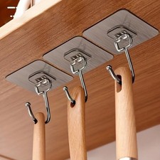 3PCS Heavy Duty Self Adhesive Wall Hooks for Bathroom Kitchen Home Key Towel