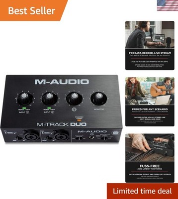 High-Quality M-Track Duo USB Interface for Musicians & Podcasters - Plug & Play