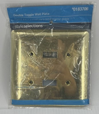 Style Selections Brass Stamped Round Double Toggle Wall Plate #0183706 {137}.
