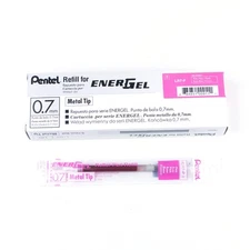 Pentel Refill Ink For EnerGel and Lancelot Gel Pen, (0.7mm) Metal Tip, Pink Ink,