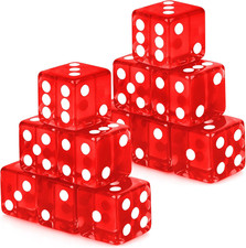 12 Pcs 19 mm Casino Dice Acrylic Red Translucent D6 Dice 6 Sided with Square w/R