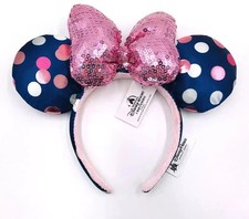 Minnie Ears Mickey Mouse Polka Dot Bow Disney Parks Sequins 2023 Rock Headband