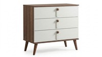 Weiß-Braune Luxus Kommode Designer 3X Schubladen Edle HolzmöBel