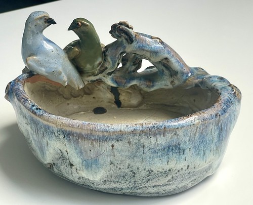 Alter Pflanzkasten Klöppel Vögel Sittiche Antik Keramik Flowerpot Birds - Bild 12 von 21