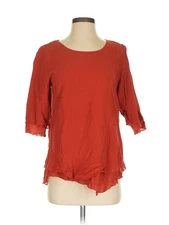 Soft Surroundings Women Red 3/4 Sleeve Blouse XS