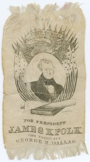 1844 Election James K. Polk "Young Hickory" Portrait Silk Campaign Ribbon