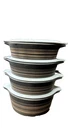 Vintage PYREX Terra Black And Brown Striped 3x 471 (1 pint) and 1x 472 (1.5 pint