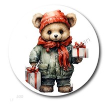 CHRISTMAS FAVORS ENVELOPE SEALS HOLIDAY SCRAPBOOK STICKERS TEDDY BEAR LABELS