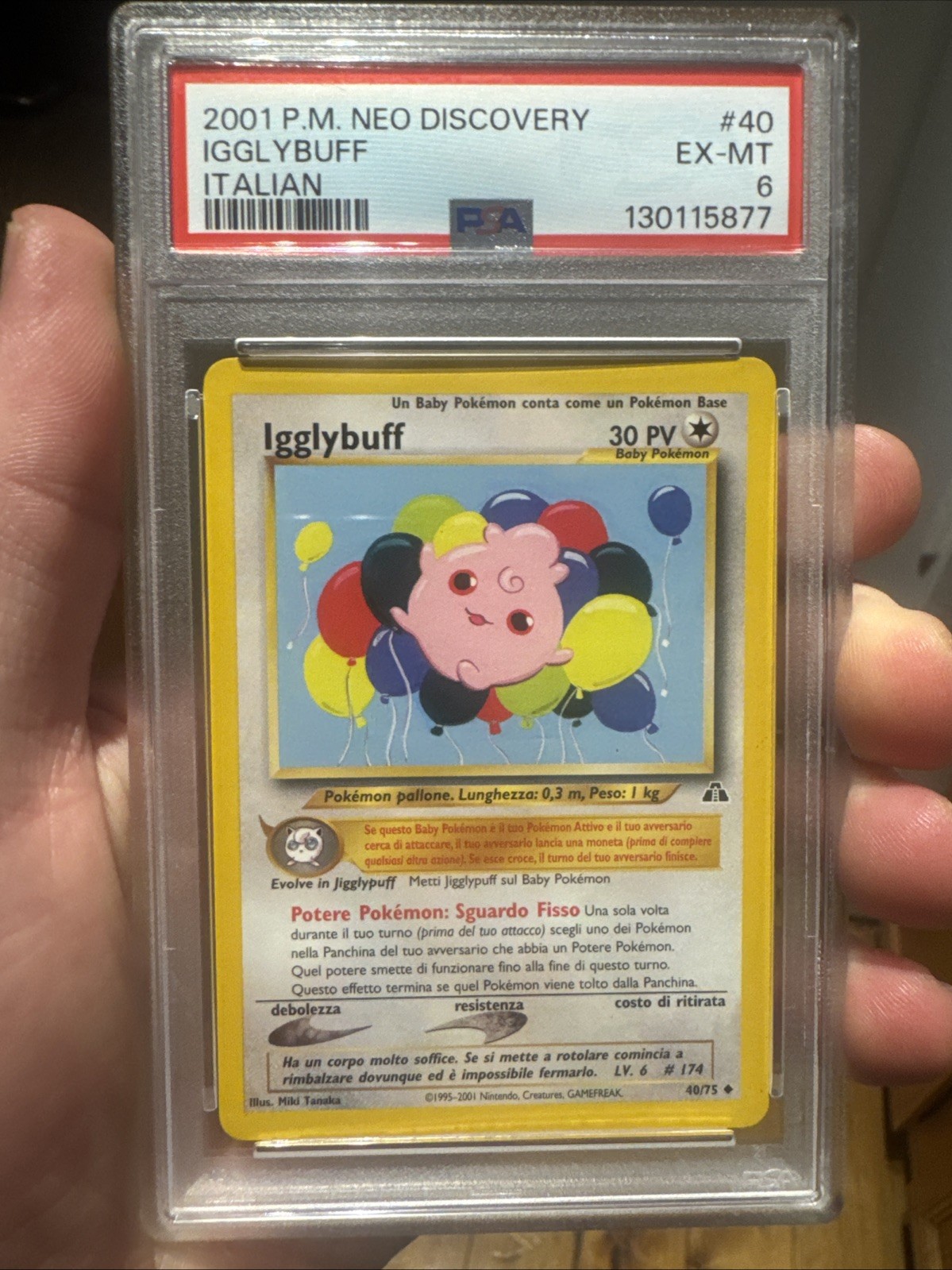 PSA 6 EX-MT Igglybuff ITALIAN Pokemon Neo Discovery 40 WOTC POP 1 NONE HIGHER