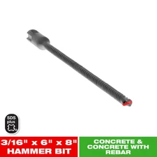 3/16 In. X 6 In. X 8 In. Sds-Plus 2-Cutter Carbide-Tipped Hammer Drill Bit