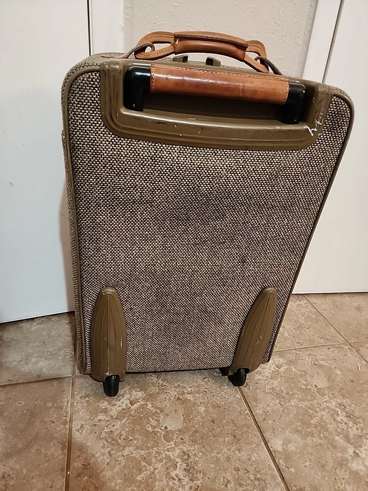 HARTMANN 25" Expandable Two Wheeled Luggage Suitcase Bag Tweed & Leather - Image 4 of 4