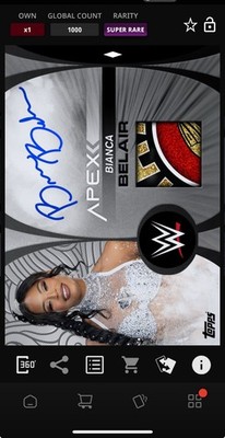 DIGITAL TOPPS WWE SLAM Bianca Belair APEX L/E GRAY SIGNATURE RELIC /1000 SR Read