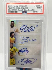 2018 Panini Donruss Pele/Zico/Ronaldo/Neymar Beautiful Game Quad Autograph /5