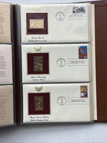 72 Golden Replicas US Stamps 22kt Gold 1991-1993 Album Set PCS - Picture 10 of 12