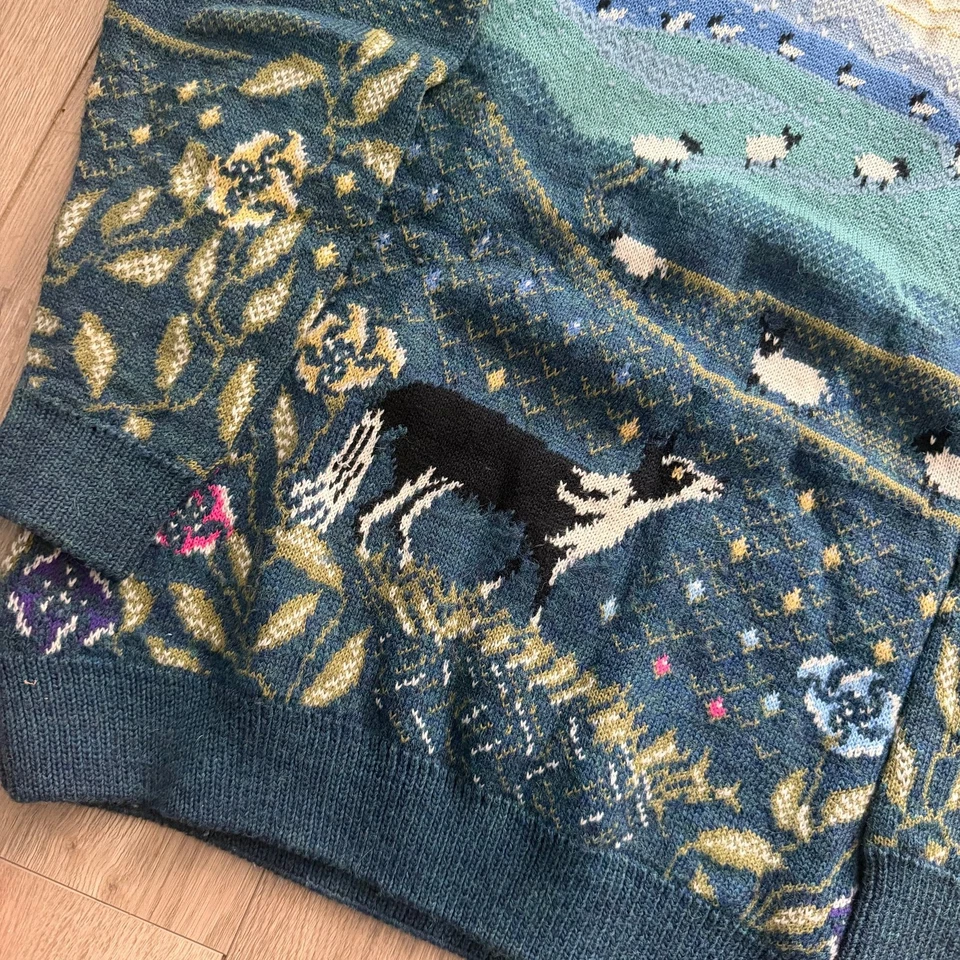 Simply Splendid Vintage Jumper Sheepdog Design Wool Cotton UK M - Image 3 of 4