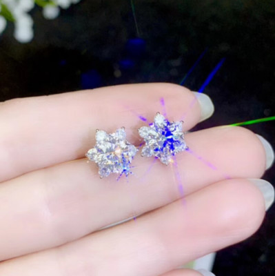 2.30Ct Lab Created Diamond Push Back Flower Stud Earrings 14K White Gold Finish