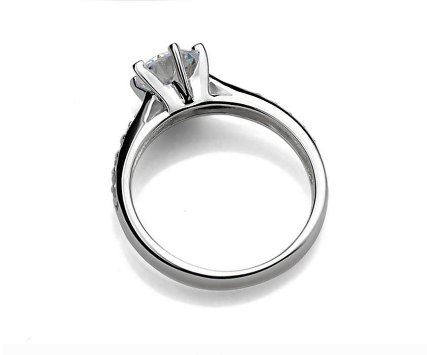 1 Carat Pave CZ Solitaire Engagement Ring - Silver Plated, 6-Claw Setting, RS25 Style 3 thumbnail image