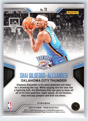 2024-25 Panini Prizm Shai Gilgeous-Alexander #11 Dominance Silver