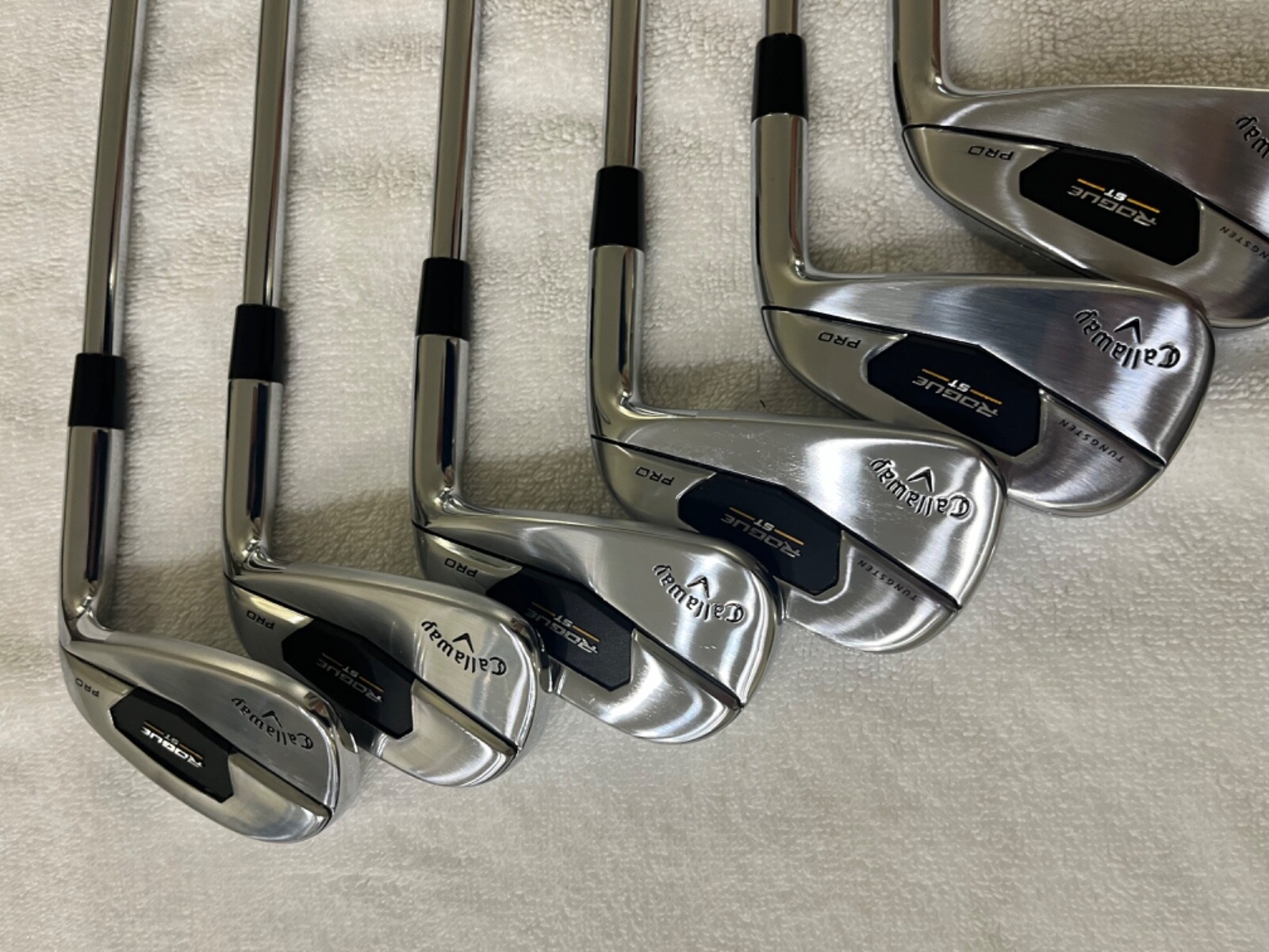 Callaway Rogue ST Pro irons 5 to W, rifle 6.0 flighted 105 shafts eBay