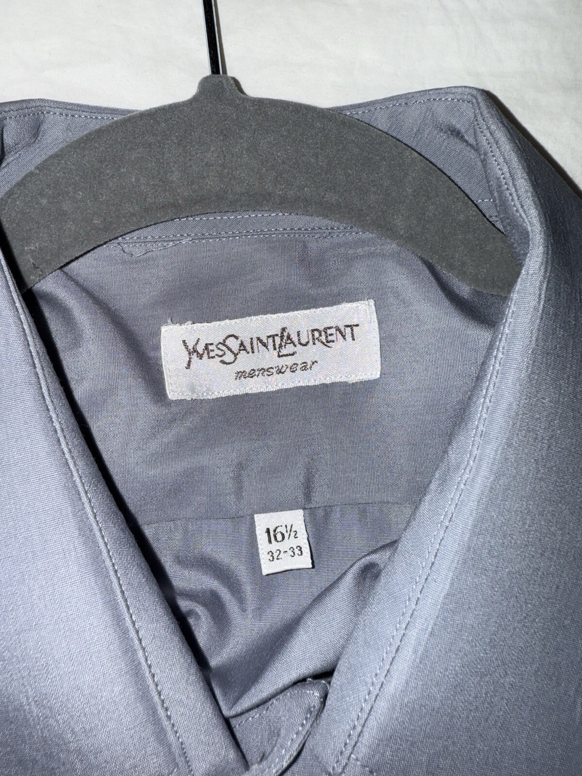 Camicia elegante uomo YSL Yves Saint Laurent con bottoni 16 32 33 grigio misto poliestere