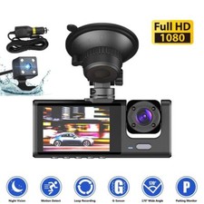 HD 1080P Car Dual Lens Dash Cam Front/Rear/Inside Video Recorder Camera G-sensor