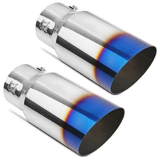 2pcs Exhaust Tip for 1.5"-2.5" Inlet 4" Outlet 9"Long Blue Burnt Stainless Steel