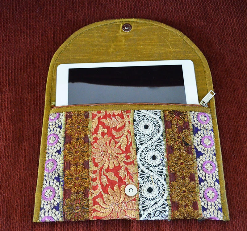 刺绣真丝钱包iPad单肩包古董回收印度连衣裙  — 第 3/4 张图片