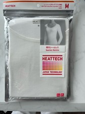 NEW Uniqlo M/S Heattech White Scoop Neck Long Sleeve T Shirt Top