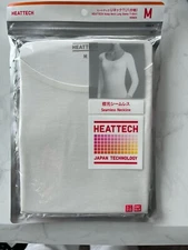 NEW  Uniqlo M/S Heattech White Scoop Neck Long Sleeve T Shirt Top