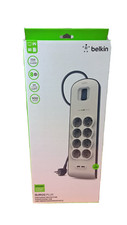 European Belkin 8 Way 2m Surge Plus Protection Strip 2 x 2.4Amp USB Charging